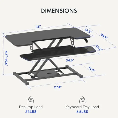 Standing Desk Converter FLEXISPOT 36 Vs FITUEYES 32